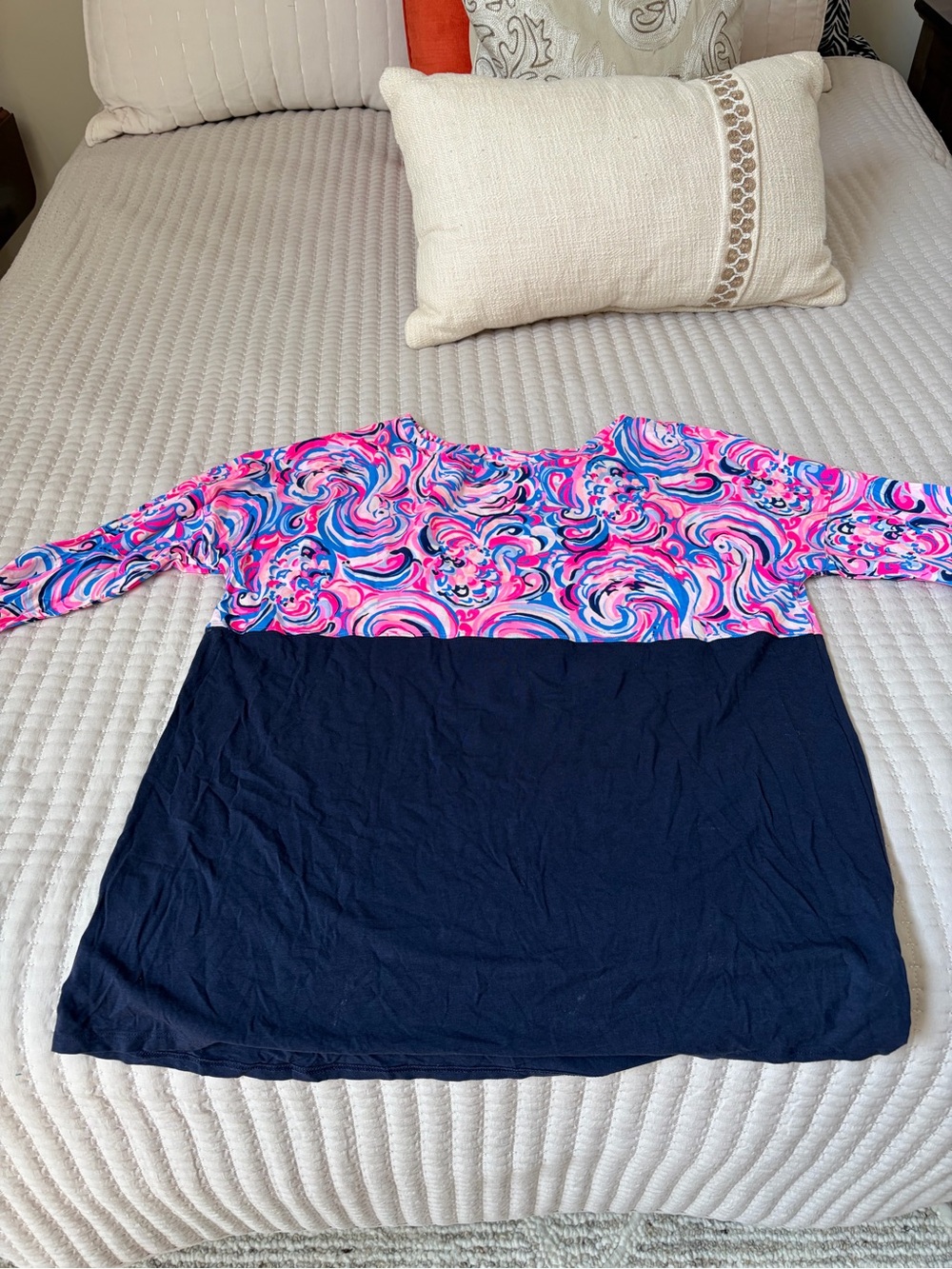 Lilly Pulitzer Pink & Blue Swirl Colorblock Long Sleeve Top